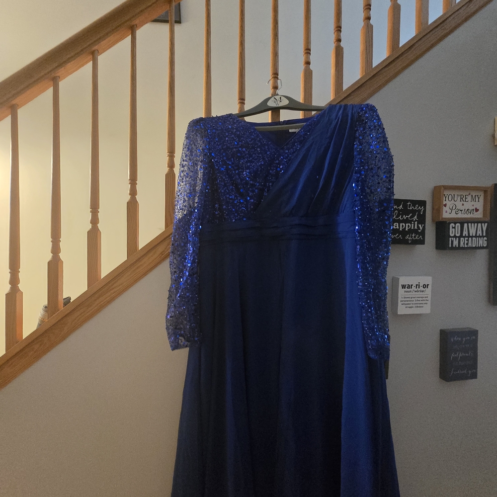 Elegant Blue Sequin Wide Leg Jumpsuit